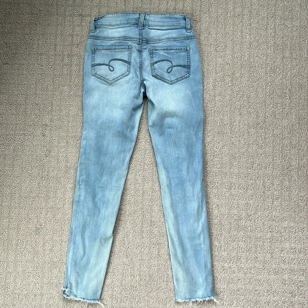Justice High Rise Denim Jegging Light Blue Distressed Girls 10